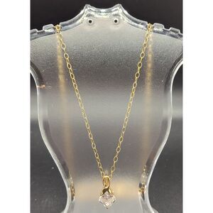 14K Gold & Dominique CZ Pendant with 1/20 Gold Filled Chain 2 Carat CZ